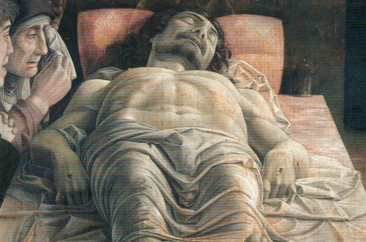 Cartolina Cristo morto nel sepolcro e tre dolenti, Andrea Mantegna - Bottega Brera 